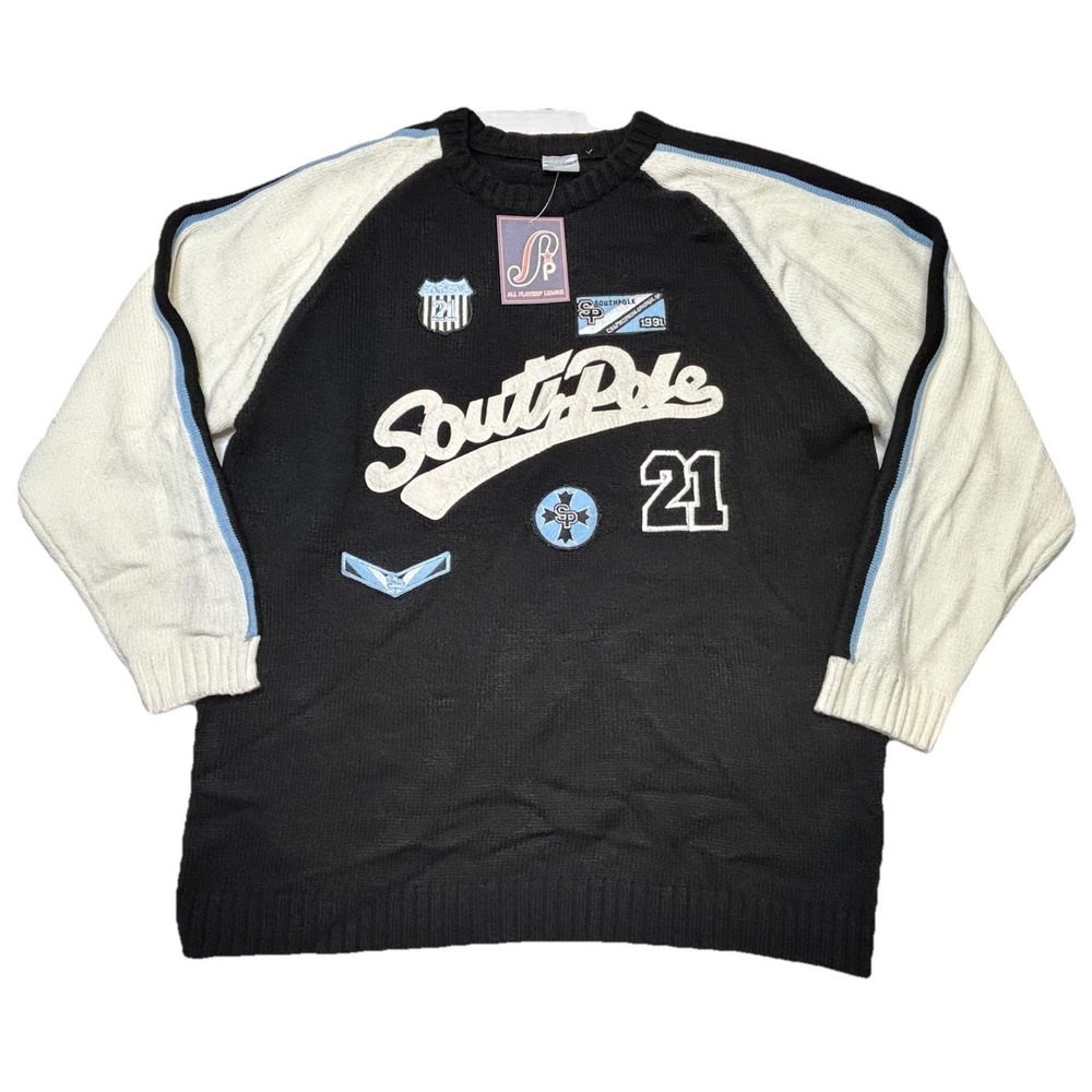 NWT! South Pole Y2K Knit Sweater All Players League Patch Logo XL DEADSTOCK